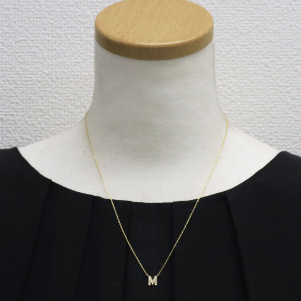 GINZA TANAKA/田中貴金属 K18YG ダイヤモンド ペンダントネックレス 0.10ct 「M」 イニシャル