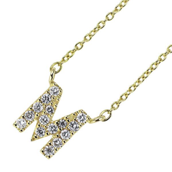 GINZA TANAKA/田中貴金属 K18YG ダイヤモンド ペンダントネックレス 0.10ct 「M」 イニシャル