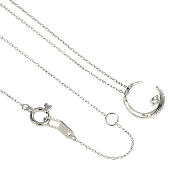 スタージュエリー K18WG ダイヤモンド ペンダントネックレス 0.02ct 月 ムーンライト