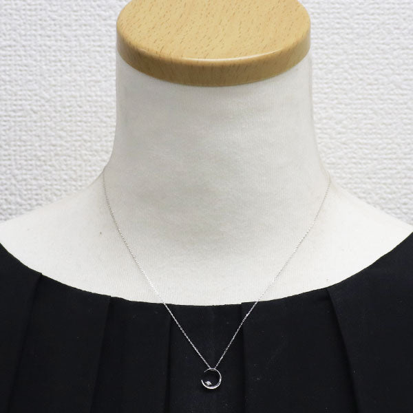 スタージュエリー K18WG ダイヤモンド ペンダントネックレス 0.02ct 月 ムーンライト