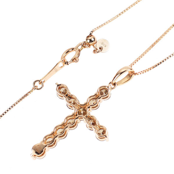 K18PG ダイヤモンド ペンダントネックレス 1.00ct クロス