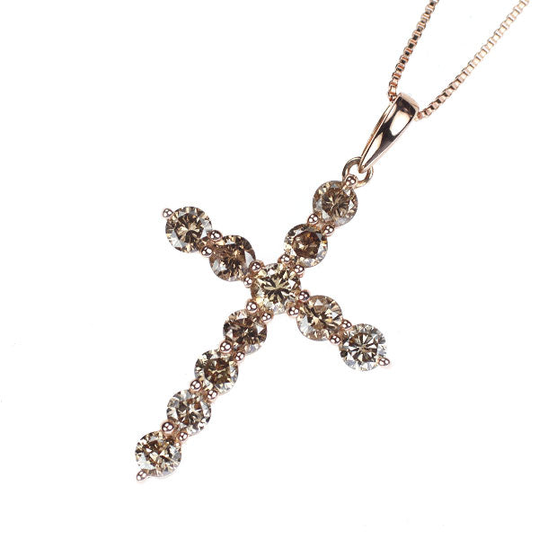 K18PG ダイヤモンド ペンダントネックレス 1.00ct クロス