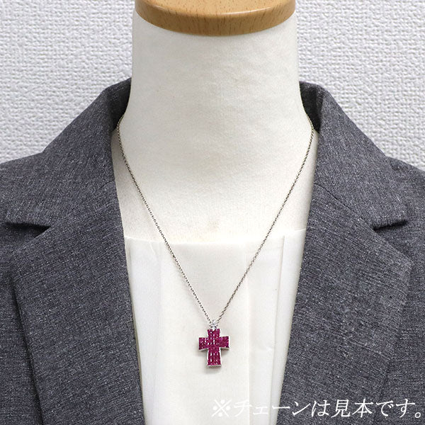 GSTV K18WG ルビー ダイヤモンド ペンダントトップ D0.08ct クロス