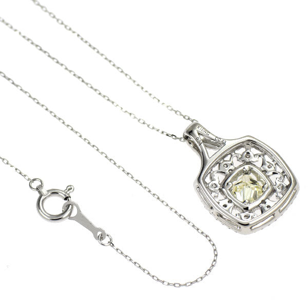 K18WG プリンセスカット ダイヤモンド ペンダントネックレス 0.34ct D0.43ct