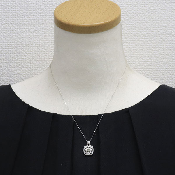 K18WG プリンセスカット ダイヤモンド ペンダントネックレス 0.34ct D0.43ct