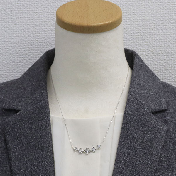 K18WG ダイヤモンド ペンダントネックレス 0.50ct フラワー