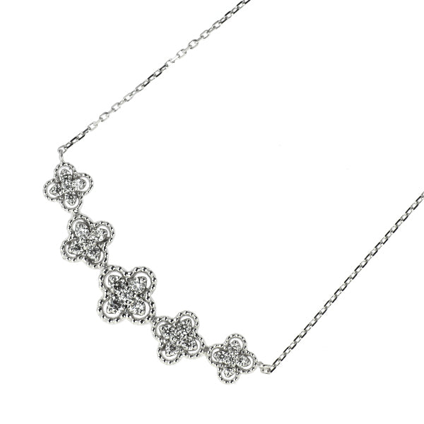 K18WG ダイヤモンド ペンダントネックレス 0.50ct フラワー