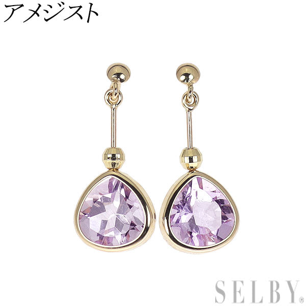 新品 K10YG アメジスト ピアス 【エスコレ】