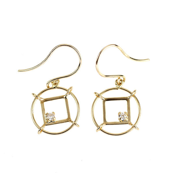 新品 K18YG ダイヤモンド ピアス 0.02ct【エスコレ】