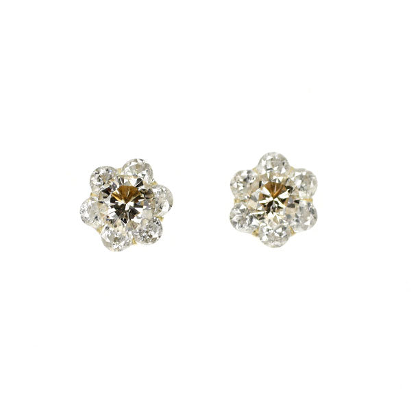 新品 K18YG ダイヤモンド ピアス 0.22ct【エスコレ】フラワー