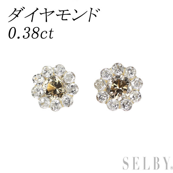 新品 K18YG ダイヤモンド ピアス 0.38ct【エスコレ】フラワー