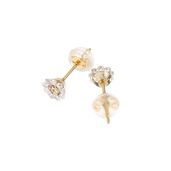 新品 K18YG ダイヤモンド ピアス 0.38ct【エスコレ】フラワー