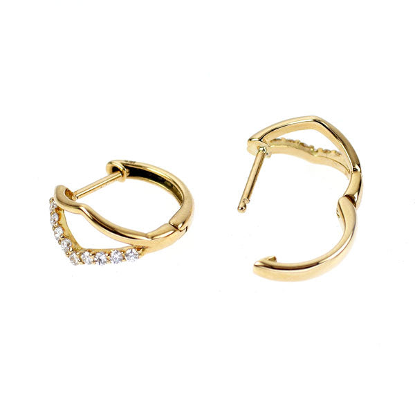 新品 K18YG ダイヤモンド フープ ピアス 0.14ct 【エスコレ】