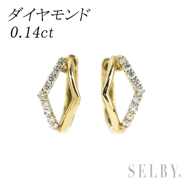 新品 K18YG ダイヤモンド フープ ピアス 0.14ct 【エスコレ】