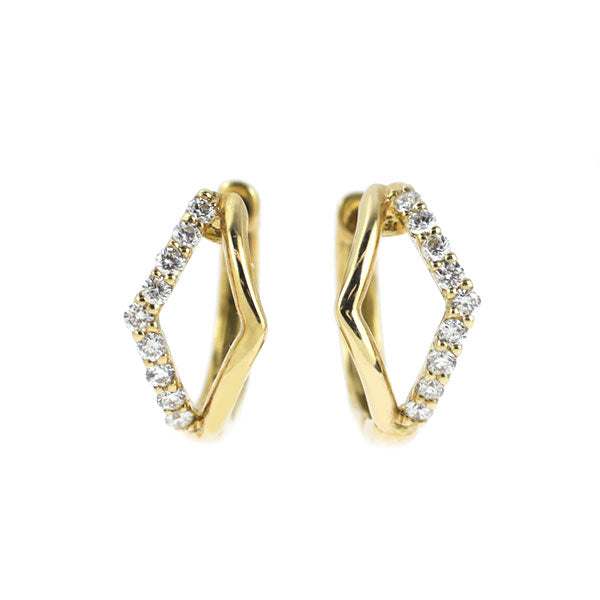 新品 K18YG ダイヤモンド フープ ピアス 0.14ct 【エスコレ】