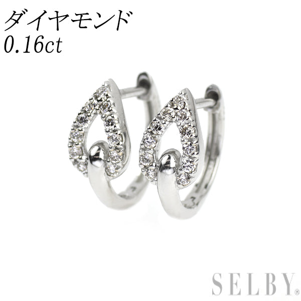 新品 Pt950 ダイヤモンド フープ ピアス 0.16ct リーフ 【エスコレ】