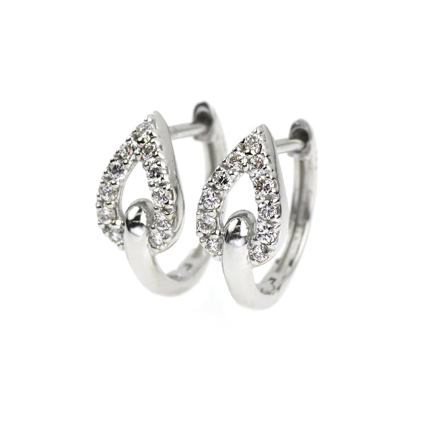新品 Pt950 ダイヤモンド フープ ピアス 0.16ct リーフ 【エスコレ】