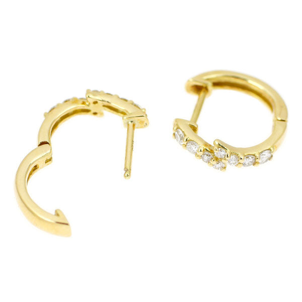新品 K18YG ダイヤモンド ピアス 0.26ct【エスコレ】フープ