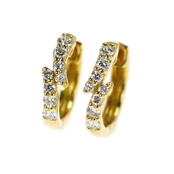 新品 K18YG ダイヤモンド ピアス 0.26ct【エスコレ】フープ