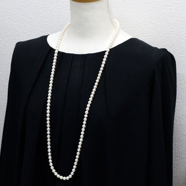 田崎真珠 SV アコヤ 真珠 ロングネックレス 径約 7.0-7.3mm 91cm