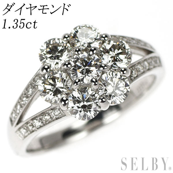 Pt900 ダイヤモンド リング 1.35ct フラワー