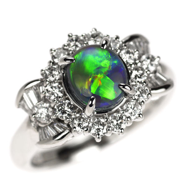 Pt900 ブラックオパール ダイヤモンド リング 0.85ct D0.898ct