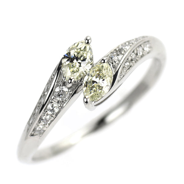 Pt900 マーキスカット ダイヤモンド リング 0.39ct D0.14ct