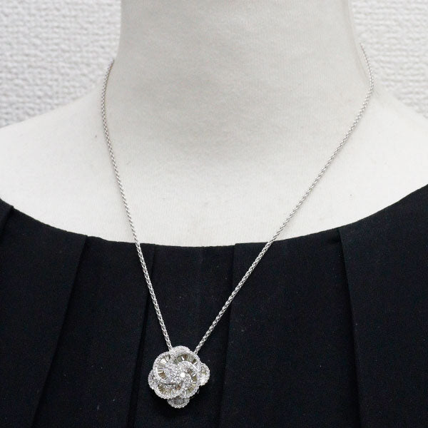 K18WG ダイヤモンド ペンダントネックレス 3.02ct フラワー