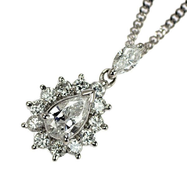 Pt900/ Pt850 ペアシェイプ ダイヤモンド ペンダントネックレス 0.30ct D0.42ct
