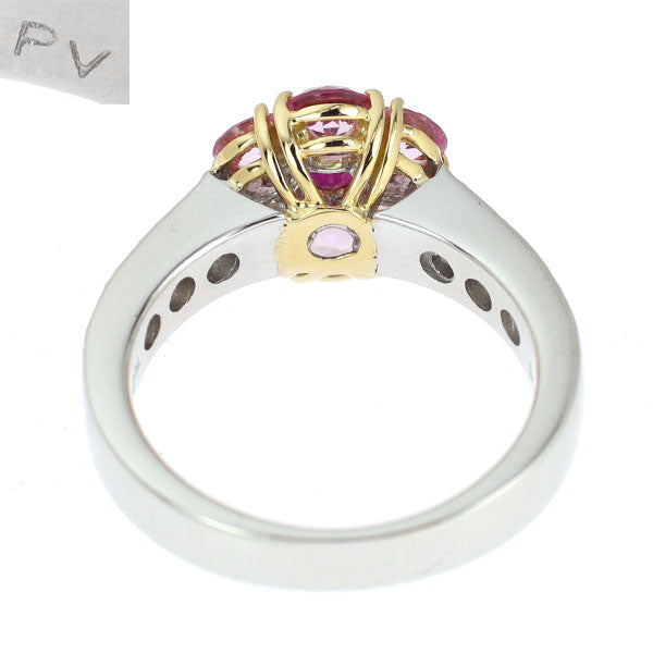 ポンテヴェキオ K18YG/WG ルビー ピンクサファイア ダイヤ リング 0.29ct PS1.14ct D0.32ct フラワー