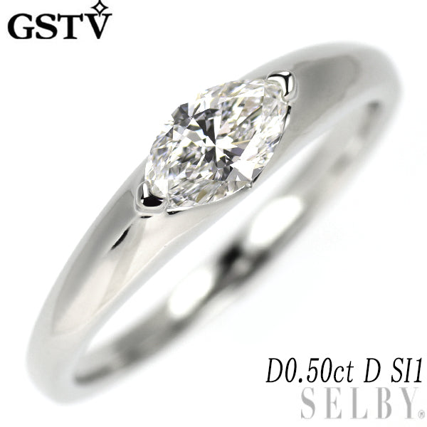 GSTV Pt950 マーキス ダイヤモンド リング 0.50ct D SI1
