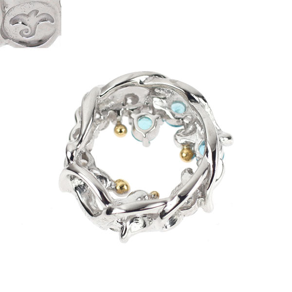 名執左結里 K18YG/WG パライバトルマリン ダイヤモンド ペンダントトップ 0.18ct D0.34ct