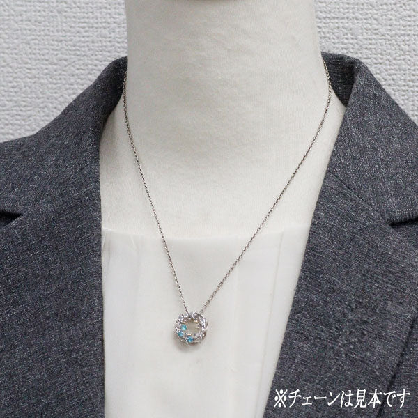 名執左結里 K18YG/WG パライバトルマリン ダイヤモンド ペンダントトップ 0.18ct D0.34ct