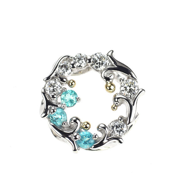 名執左結里 K18YG/WG パライバトルマリン ダイヤモンド ペンダントトップ 0.18ct D0.34ct
