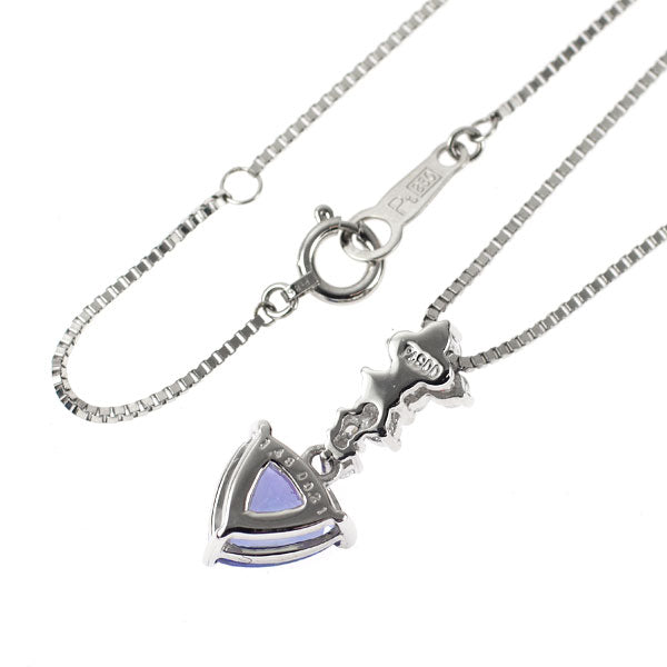 Pt900/ Pt850 トリリアントシェイプ タンザナイト ダイヤモンド ペンダントネックレス 1.48ct D0.21ct