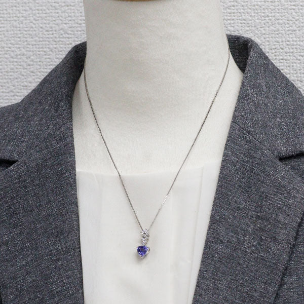 Pt900/ Pt850 トリリアントシェイプ タンザナイト ダイヤモンド ペンダントネックレス 1.48ct D0.21ct