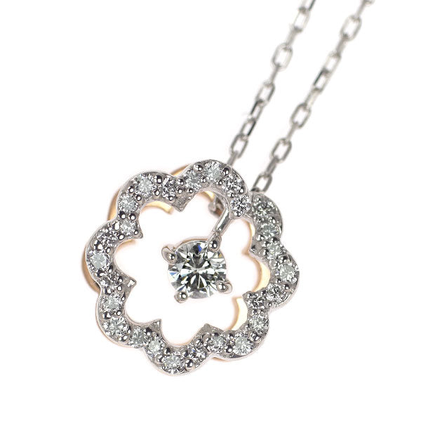 K18WG/PG ダイヤモンド ペンダントネックレス 0.15ct D0.20ct