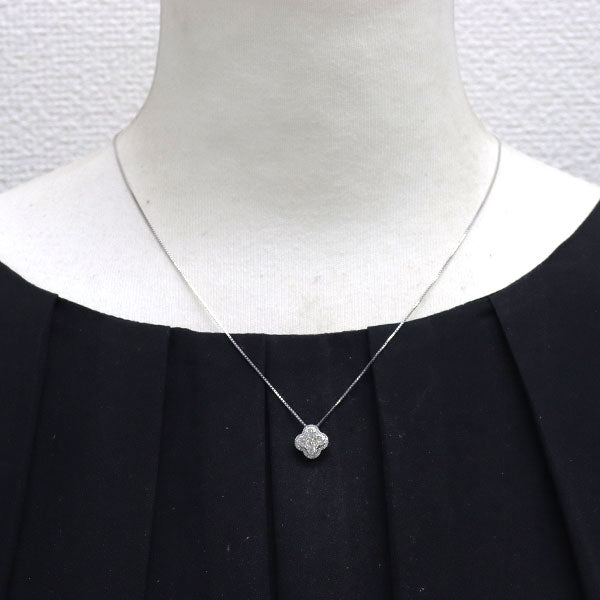 K18WG ダイヤモンド ペンダントネックレス 0.50ct フラワー