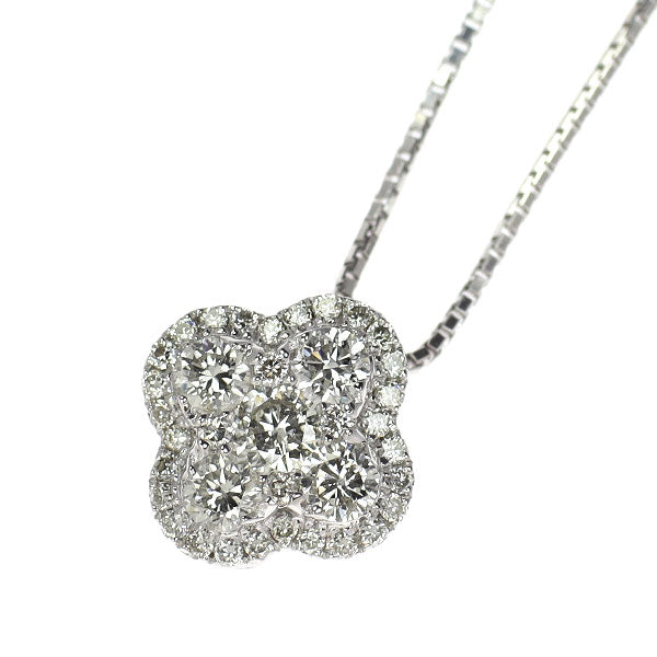 K18WG ダイヤモンド ペンダントネックレス 0.50ct フラワー