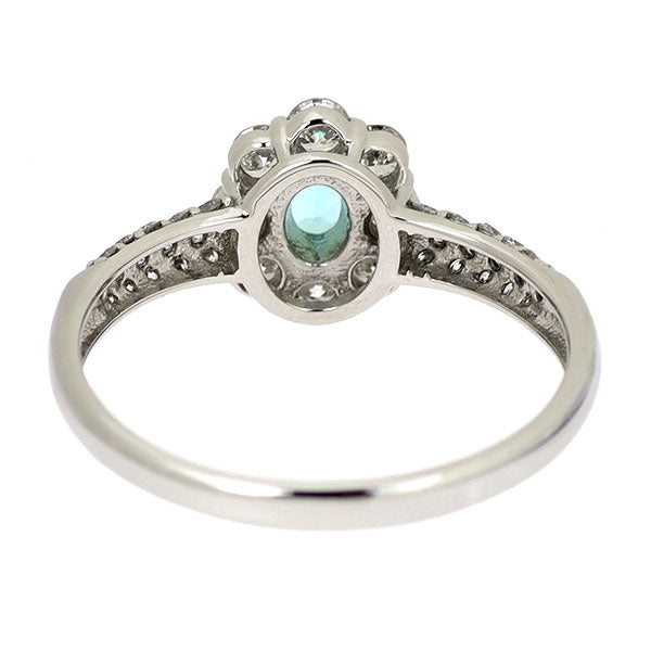 Pt900 ブラジル産 パライバトルマリン ダイヤモンド リング 0.14ct D0.58ct フラワー