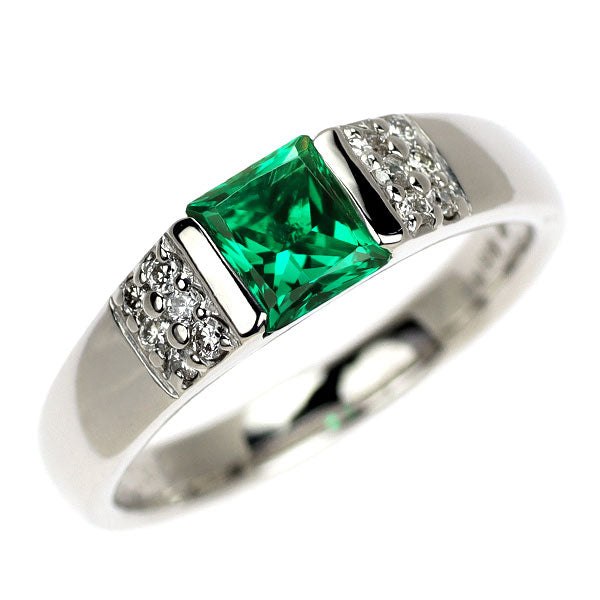 クレサンベール K18WG 再結晶エメラルド ダイヤモンド リング 0.55ct D0.12ct