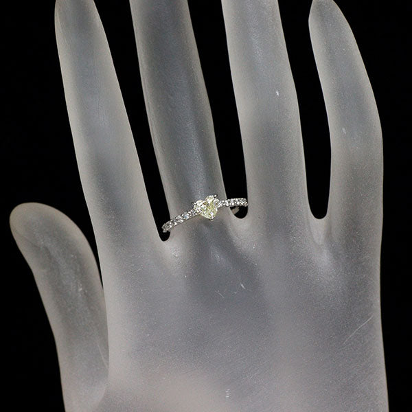 Pt900 ハートシェイプ ダイヤモンド リング 0.531ct D0.20ct