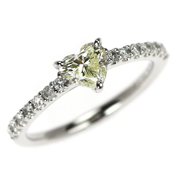 Pt900 ハートシェイプ ダイヤモンド リング 0.531ct D0.20ct
