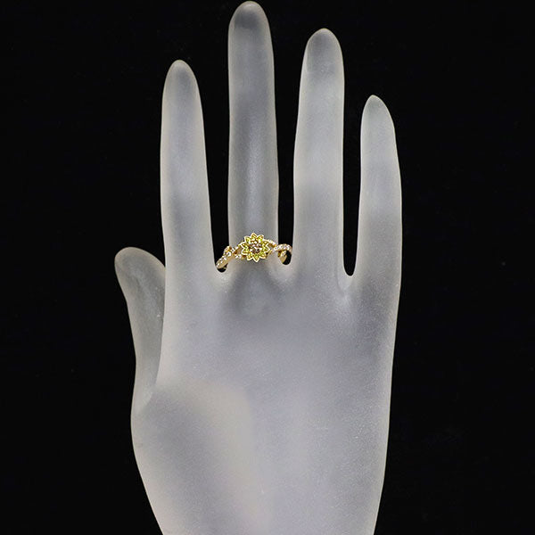 K18YG ダイヤモンド リング 0.13ct TYD0.10ct D0.17ct フラワー