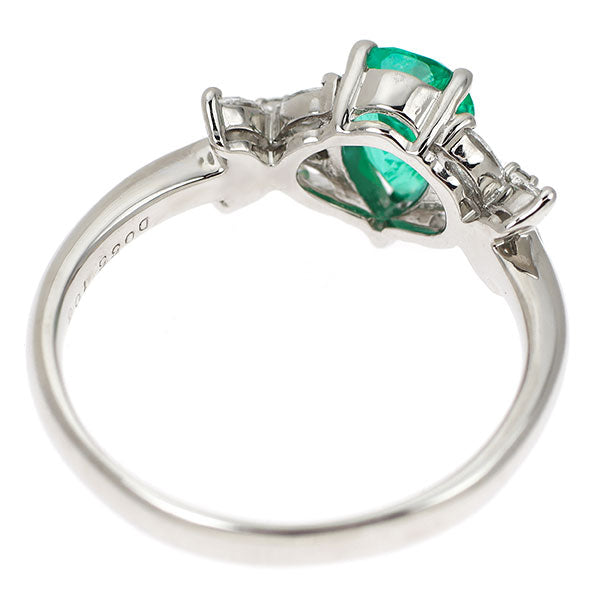 Pt900 ペアシェイプ エメラルド ダイヤモンド リング 1.06ct D0.55ct