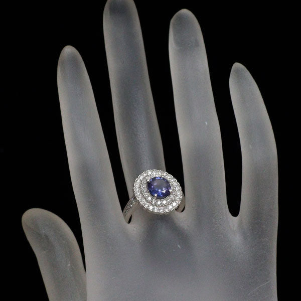 Pt900 アザドカシミール産非加熱 サファイア ダイヤモンド リング 1.98ct D0.78ct
