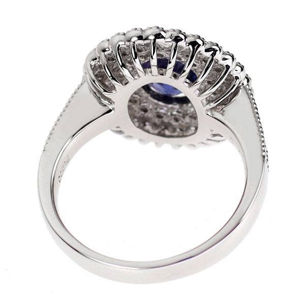 Pt900 アザドカシミール産非加熱 サファイア ダイヤモンド リング 1.98ct D0.78ct