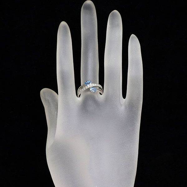 Pt900 サンタマリア アクアマリン ダイヤモンド リング 0.63ct D0.09ct