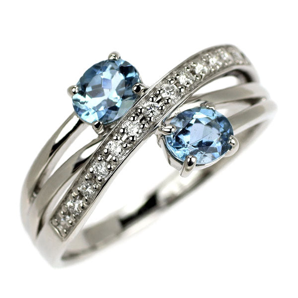Pt900 サンタマリア アクアマリン ダイヤモンド リング 0.63ct D0.09ct