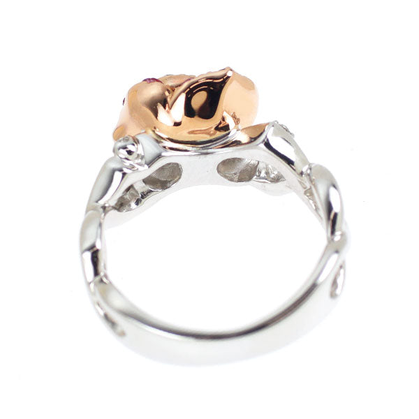 K18WG/PG ピンクサファイア アメジスト ダイヤ リング 0.20ct AM0.14ct D0.07ct フラワー ピンキー